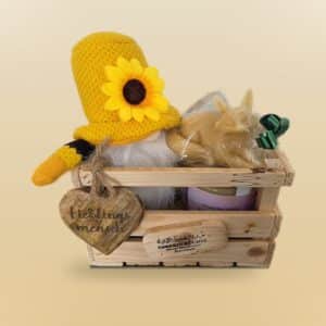 Sonnenblumen-Wichtel klein – handgemachte Honig-Geschenkkiste der Imkerei Büchel Rostock